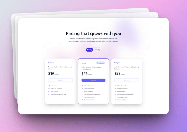 Pricing Section in Tailwind CSS